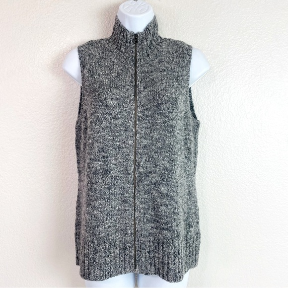 J.Jill Grey Marled Wool Alpaca Blend Zip Up Vest Size S - Picture 2 of 7